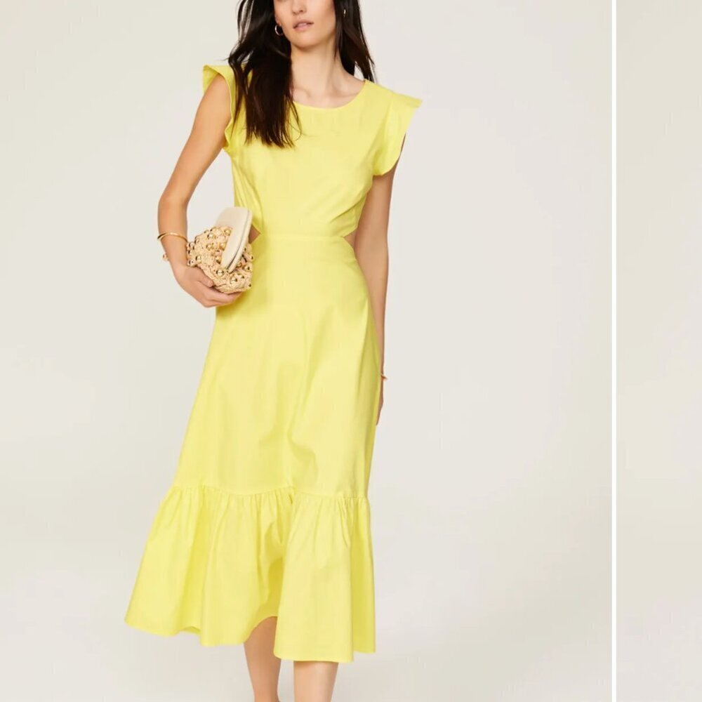 Marissa Webb casual dress collective yellow open back tie size 10